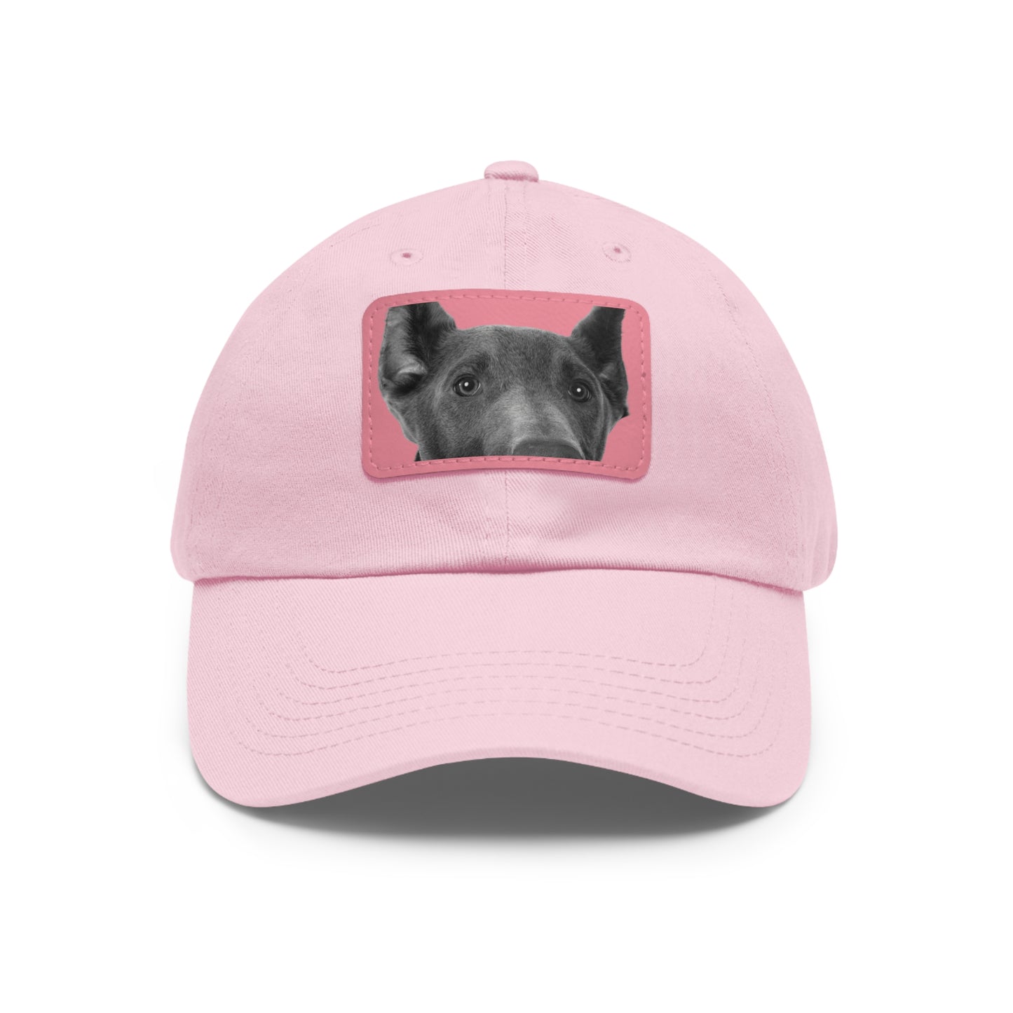 Doberman 1 Blue Dad Hat with Leather Patch (Rectangle)