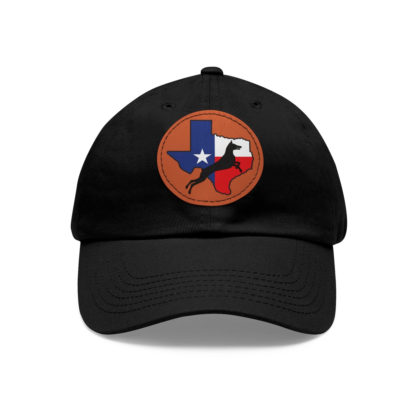 Texas 1 Dad Hat with Leather Patch (Round)