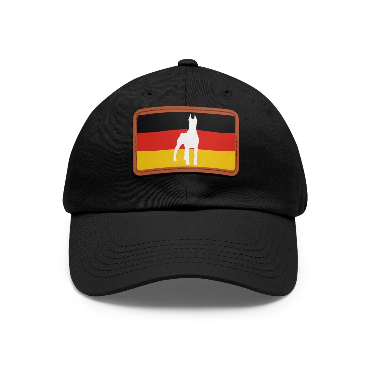 Doberman Germany Protect 1 Dad Hat with Leather Patch (Rectangle)