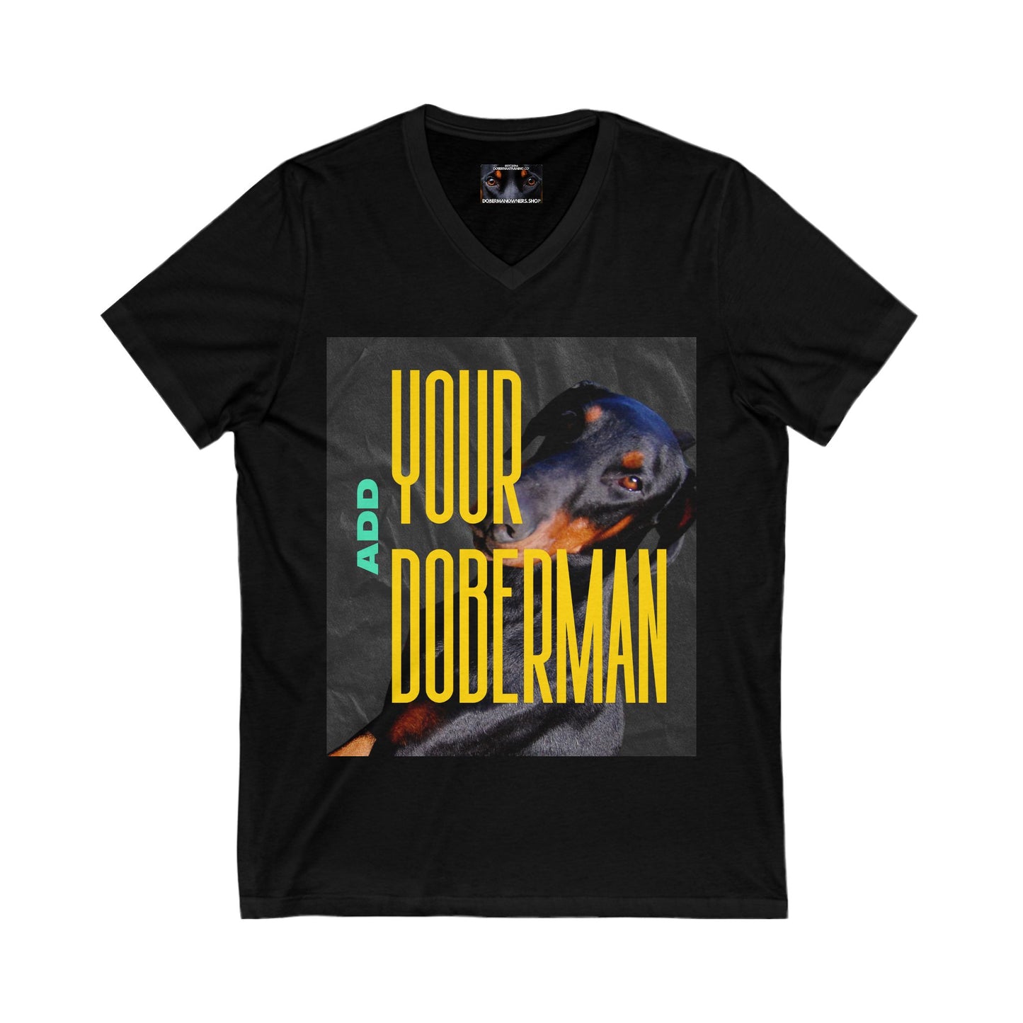 Add your own Doberman Private Label Unisex Jersey Short Sleeve V-Neck Tee