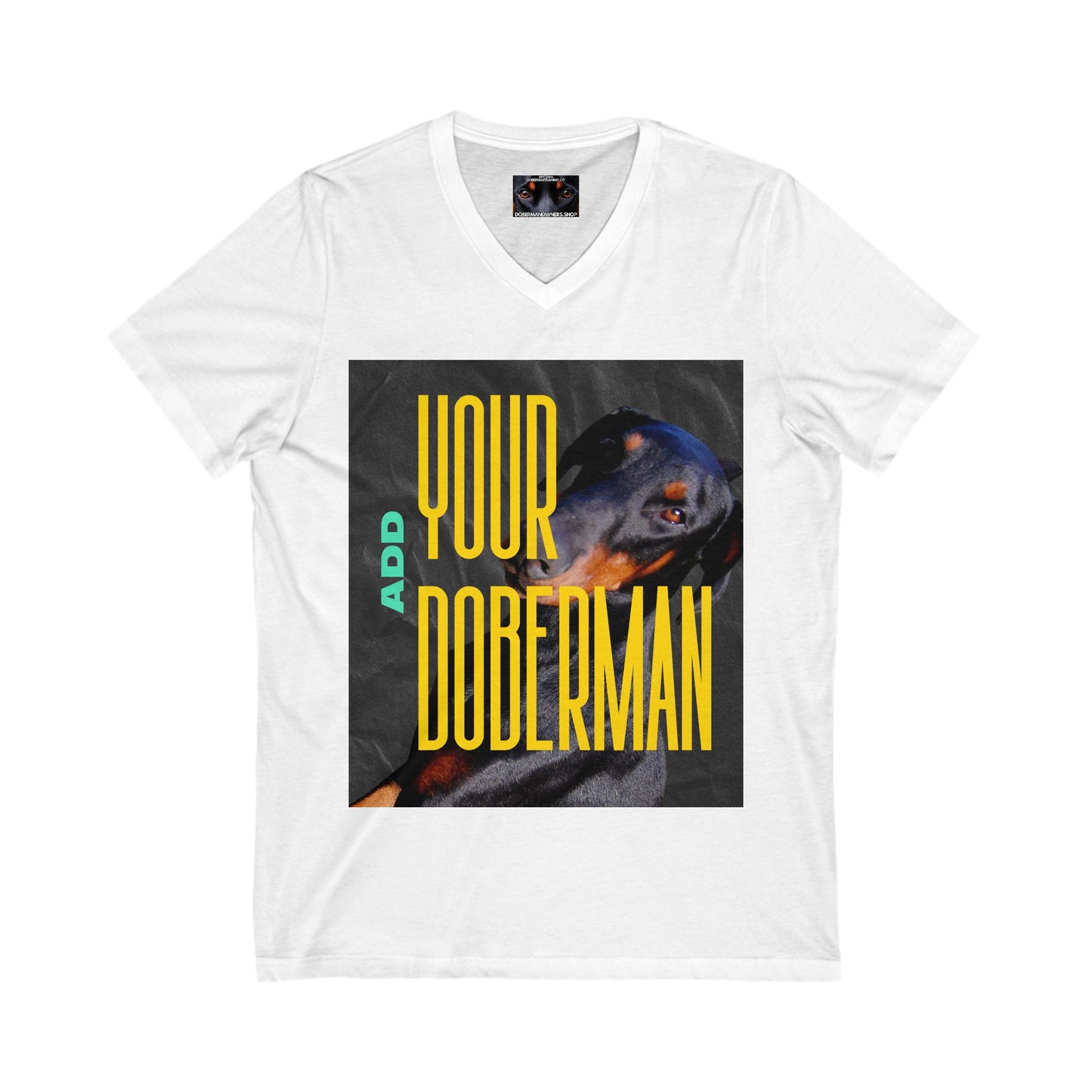 Add your own Doberman Private Label Unisex Jersey Short Sleeve V-Neck Tee