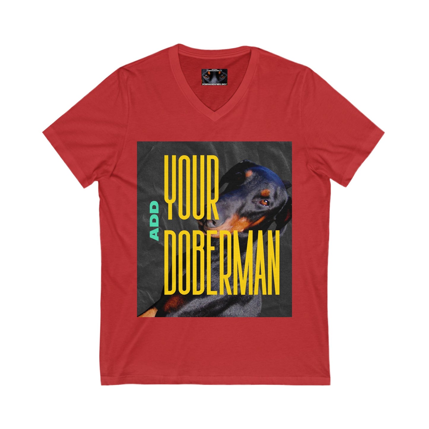Add your own Doberman Private Label Unisex Jersey Short Sleeve V-Neck Tee