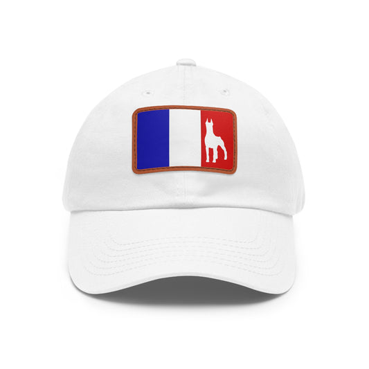 Doberman France Protect 1 Dad Hat with Leather Patch (Rectangle)