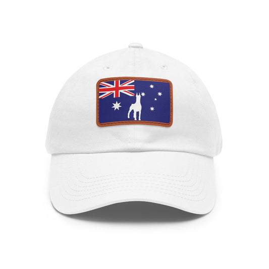 Doberman Australia Protect 1 Dad Hat with Leather Patch (Rectangle)