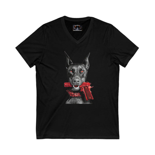 Red 2 Private Label Unisex Jersey Short Sleeve V-Neck Tee