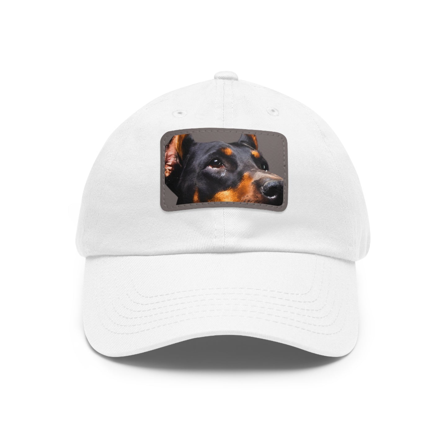 Doberman 3 B Dad Hat with Leather Patch (Rectangle)