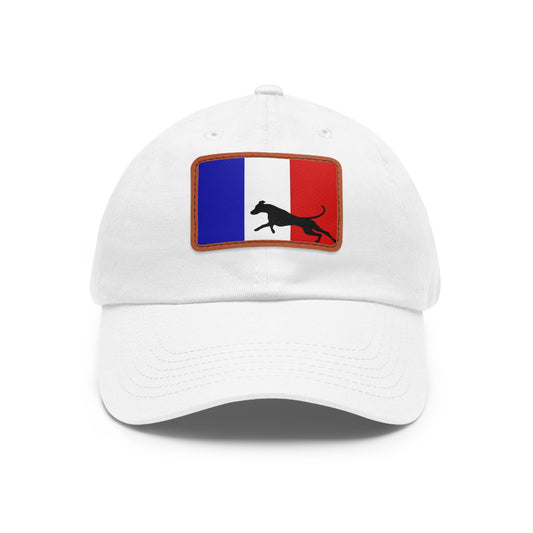 Doberman France Protect 2 Dad Hat with Leather Patch (Rectangle)