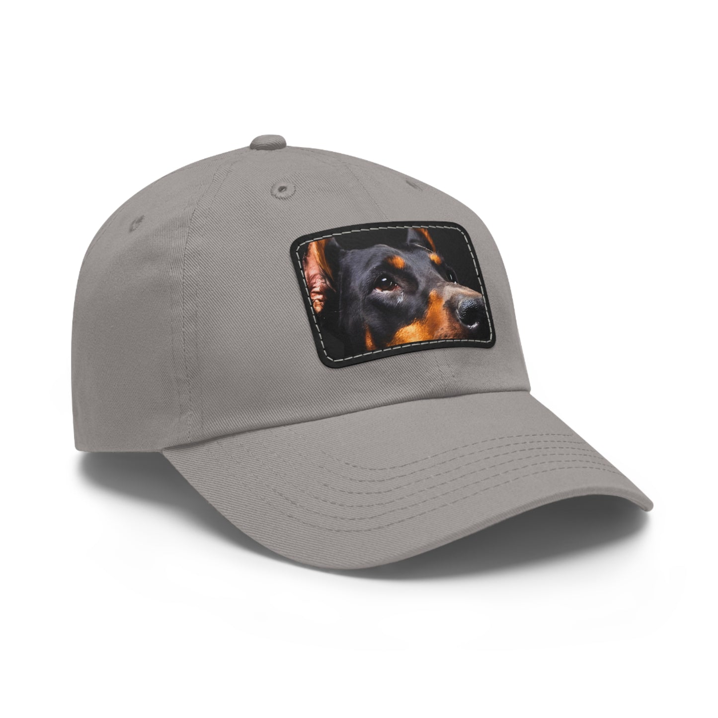 Doberman 3 B Dad Hat with Leather Patch (Rectangle)