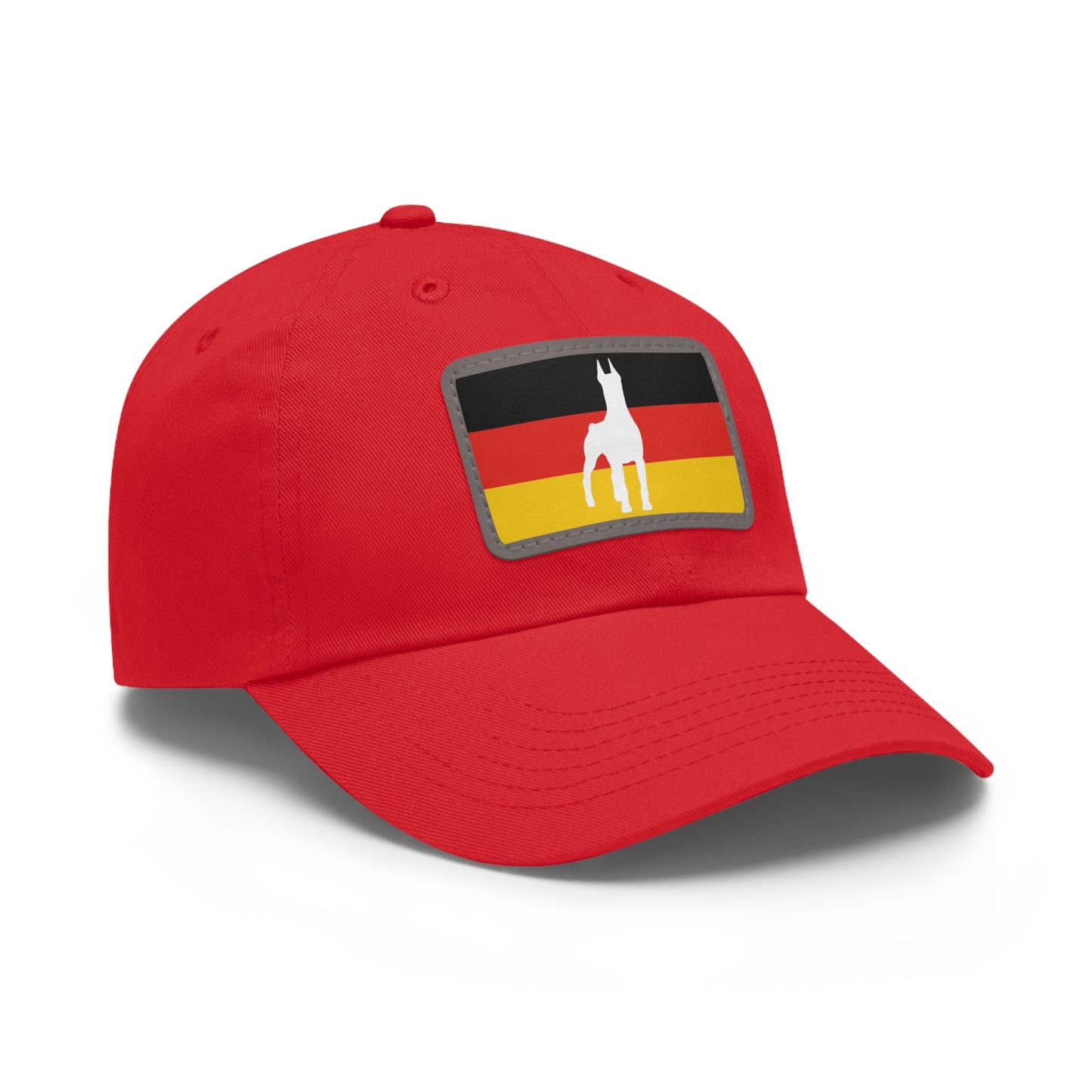 Doberman Germany Protect 1 Dad Hat with Leather Patch (Rectangle)