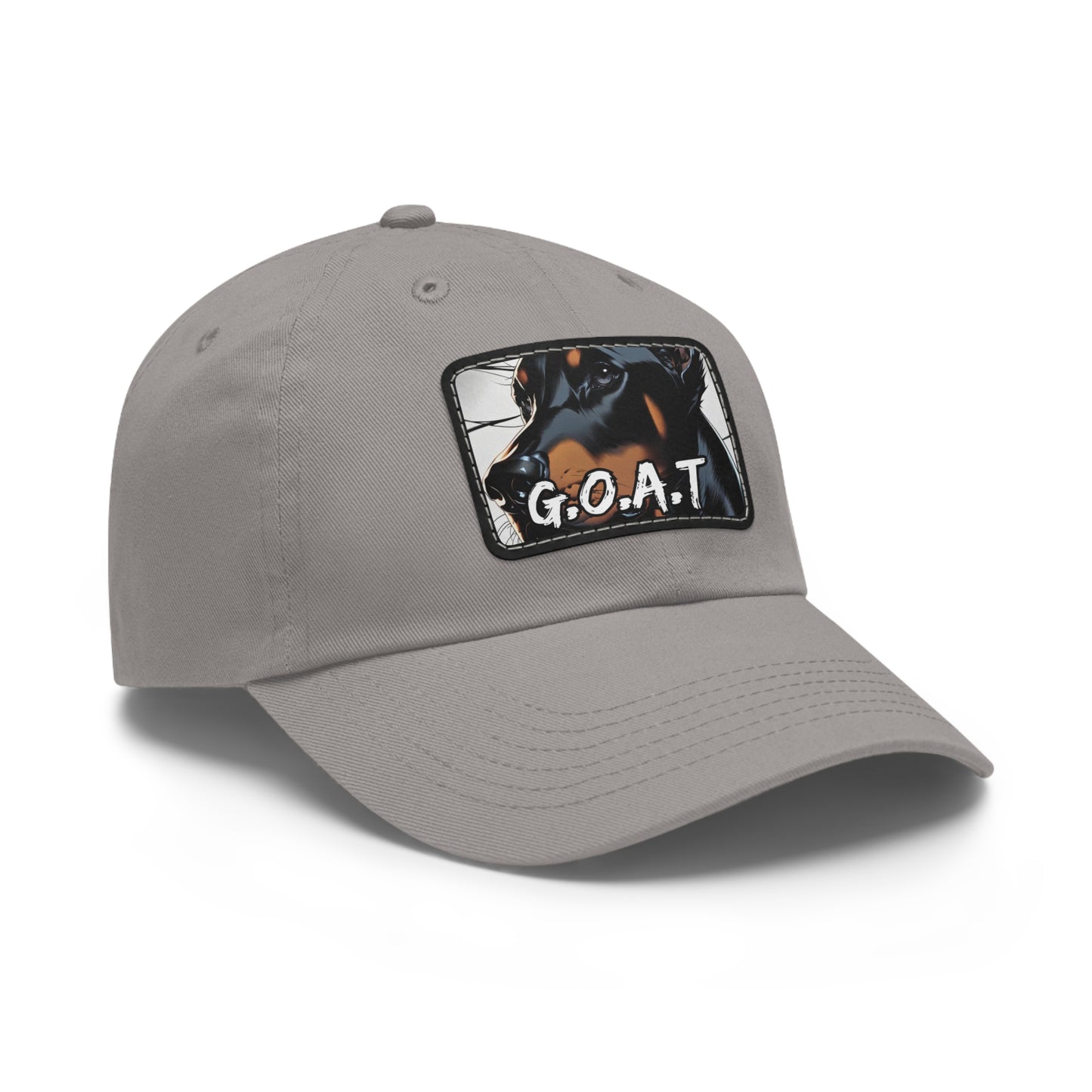 Doberman GOAT 1 Dad Hat with Leather Patch (Rectangle)