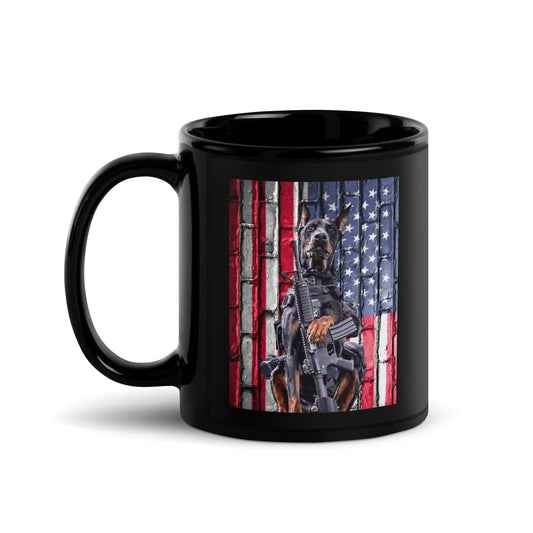 USA 1 Black Glossy Mug